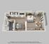Chic 3D floor plan showcasing a modern one-bedroom apartment with an open-concept living area, stylish kitchen, and cozy dining space, perfect for contemporary living.
