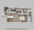 Modern 3D floor plan showcasing a cozy 1-bedroom apartment with open-concept living area, chic kitchen, and stylish bathroom, perfect for urban living.