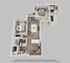 Modern 3D floor plan showcasing two spacious bedrooms, a stylish open-concept living area, and a gourmet kitchen, perfect for comfortable living.