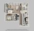 Modern 3D floor plan featuring two spacious bedrooms, a stylish open-concept living area, sleek kitchen with island, and luxurious bathrooms, ideal for comfortable living.