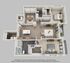 Elegant 3D floor plan showcasing 2 bedrooms, a modern open-concept living area, spacious kitchen, and a cozy dining space. Includes two stylish bathrooms and expansive outdoor views.