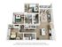 Modern 3D floor plan showcasing a spacious 3-bedroom apartment with open-concept living room, sleek kitchen, and elegant bathroom, perfect for contemporary living.