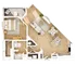 Chic and modern 3D floor plan featuring a spacious bedroom, open-concept living and dining area, elegant kitchen, and private balcony for relaxation.