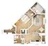 Elegant 2D apartment floor plan featuring a spacious bedroom, modern kitchen, cozy living room, and a charming balcony.