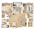 Charming apartment floor plan showcasing 2 spacious bedrooms, an inviting open-concept living area, and a modern kitchen with dining space.