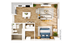 Contemporary 1-bedroom apartment floor plan featuring an open-concept living area, modern kitchen, and sleek bathroom. Enjoy open space and stylish design with wood flooring.