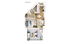 Elegant 3D floor plan featuring a serene bedroom, stylish bathroom, open living area, modern kitchen, and a spacious private balcony.