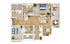 Chic apartment floor plan showcasing 2 spacious bedrooms, modern open-plan living area, elegant kitchen with island, and a cozy balcony for outdoor relaxation.