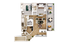 Modern apartment floor plan showcasing 2 spacious bedrooms, elegant open-concept living and dining area, sleek kitchen, and charming balcony for outdoor relaxation.