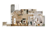 Modern floor plan showcasing a spacious open-concept layout with two luxurious bedrooms, two elegant bathrooms, a chic kitchen, and a cozy living area, perfect for entertaining.