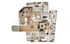 Bright and spacious 3-bedroom floor plan featuring a modern open-concept kitchen, dual living areas, and a large balcony with stunning views.