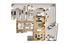 Modern 3-bedroom apartment floor plan featuring a spacious open-concept living area, contemporary kitchen, and expansive outdoor terrace with stylish seating arrangements.