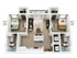 Modern floor plan showcasing 2 spacious bedrooms, elegant living area, stylish kitchen, and luxurious bathrooms, perfect for cozy living.