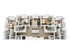 Chic 3D floor plan showcasing four modern bedrooms, an open living area, and a sleek kitchen, ideal for a spacious urban lifestyle.