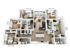 Modern 3D floor plan with five bedrooms, an open-concept living area, and a stylish kitchen, perfect for families seeking spacious living.