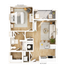 Chic 1-bedroom floor plan with open kitchen, inviting living area, and cozy balcony.