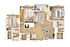 Elegant 3-bedroom floor plan with open-concept living area, modern kitchen, and private balcony, designed for comfort and style.