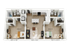 Contemporary 3D floor plan showcasing 2 bedrooms, inviting open living space, and modern kitchen with island, ideal for urban living.