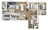 Stylish floor plan featuring 3 bedrooms, a modern kitchen, and an open living and dining area.