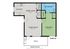 Efficient 2D floor plan showcasing a single bedroom, open living space, kitchen, and patio in 550 sqft.