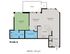 Elegant 2D floor plan showcasing one-bedroom layout with spacious living room, dining area, and patio.