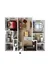 Modern 3D floor plan showcasing two bedrooms, two bathrooms, an open-concept living and dining area with stylish furniture, and a well-equipped kitchen.