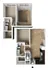Modern 3D floor plan featuring a two-story design with two spacious bedrooms, elegant wooden flooring, a chic kitchen, and two sleek bathrooms, perfect for comfortable living.