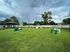 Inviting outdoor dog park with agility equipment and lush greenery, enclosed by a secure fence.