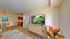 Elegant living room with modern decor, featuring a sleek TV stand, stylish dining area, and vibrant indoor plant, perfect for a cozy ambiance.