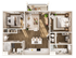 Elegant floor plan showcasing 3 bedrooms, an open living area, and a modern kitchen, with access to a cozy balcony.
