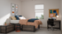 rendering of model bedroom with decor
