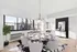 Dining room with city view through large windows