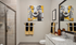 Model bathroom at our apartments for rent in Atlanta, featuring granite countertops and modern decor.