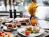 Table set with breakfast items