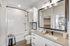 Bathroom with soaking garden tub and matte black fixtures