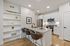 Kitchen with island and built in library