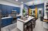 Modern kitchen with blue cabinets and spacious island