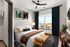 spacious bedroom with view of Downtown Durham