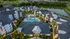 Marlowe Gateway including clubhouse, buildings and pool courtyard, with a sunset sky