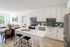 modern kitchen and living area