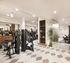 Modern fitness center with state-of-the-art equipment, sleek mirrored walls, and stylish lighting for an invigorating workout experience.
