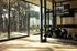 Fitness studio with kettlebells and floor-to-ceiling windows at Sonora in Austin, TX
