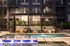 poolside at night with string lights