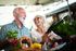 Woman and man shopping at grocery store
