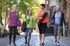 Friends walking together to yogo