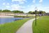 Pond and sidewalk