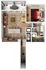 Charming floor plan with one bedroom, open-concept kitchen, cozy living room, modern bathroom, and a balcony.
