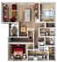 Elegant floor plan with 2 cozy bedrooms, open-concept living and dining area, modern kitchen island, and two luxurious bathrooms.