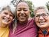 multiracial senior women having fun outdoors.