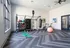 Stretch studio with stationary bikes and stretching equipment